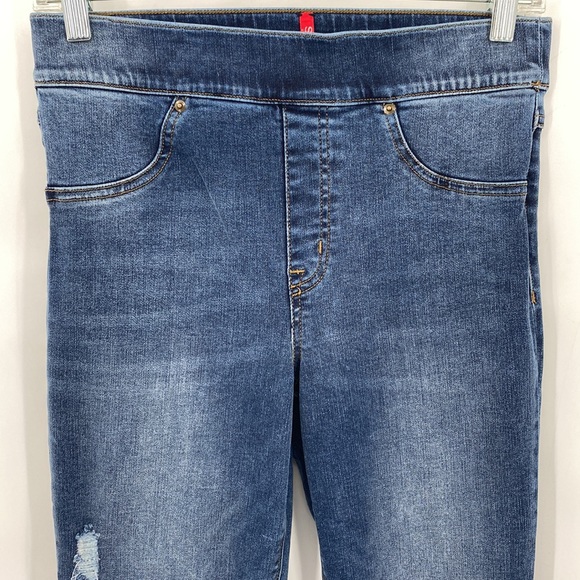 Spanx Distressed Ankle Skinny Jeans Medium Wash Pull On Stretchy Casual Size M - Picture 6 of 12